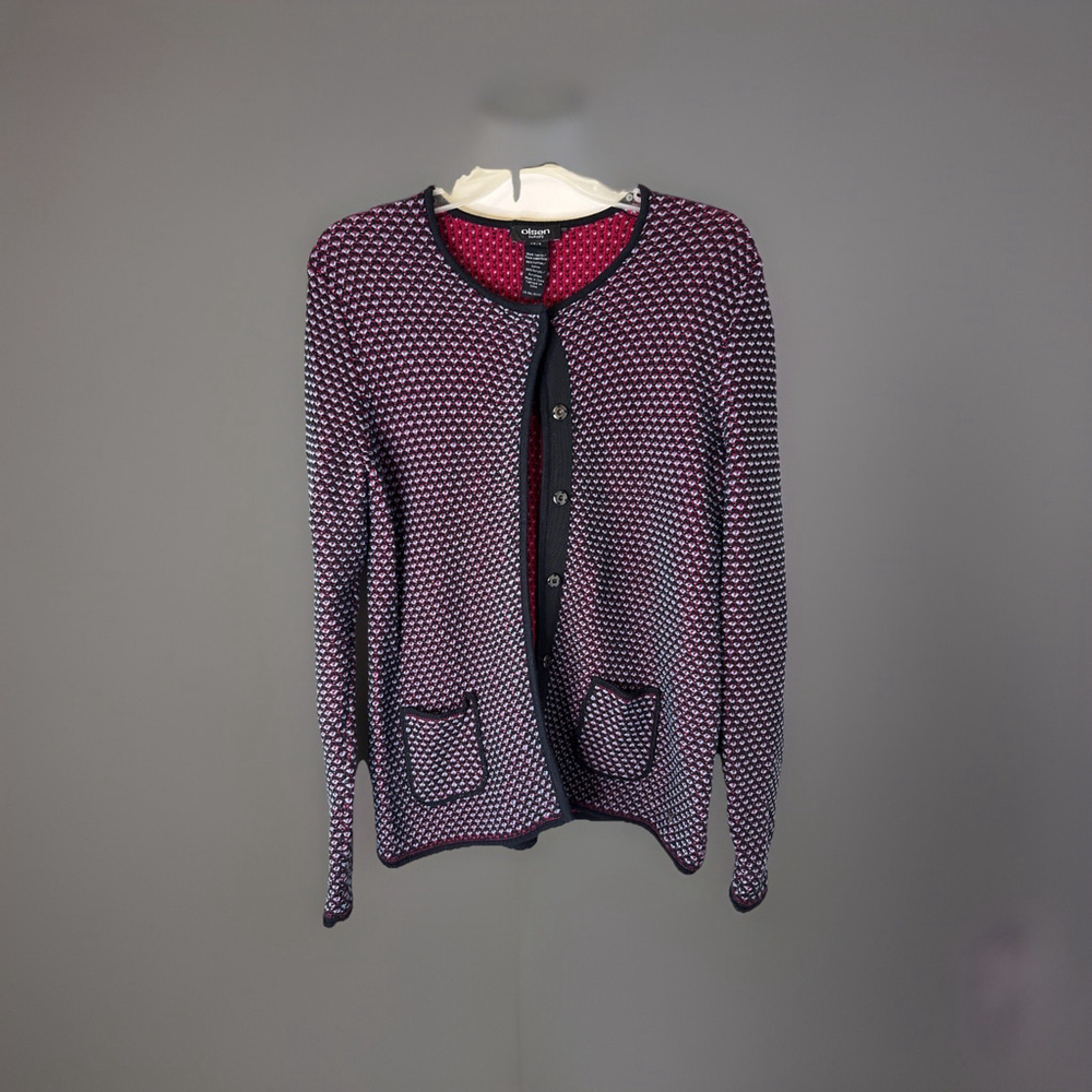 Olsen Europe Women’s Knitted Cardigan XS/4 Classic Old Money Black/red
